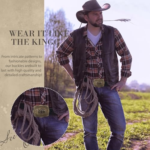 Image of Suncalla 3 Pcs Western Rodeo Belt Buckle for Men Women Cross Cowboy Cowgirl Vintage Longhorn Kneeling Horse Bull eagle