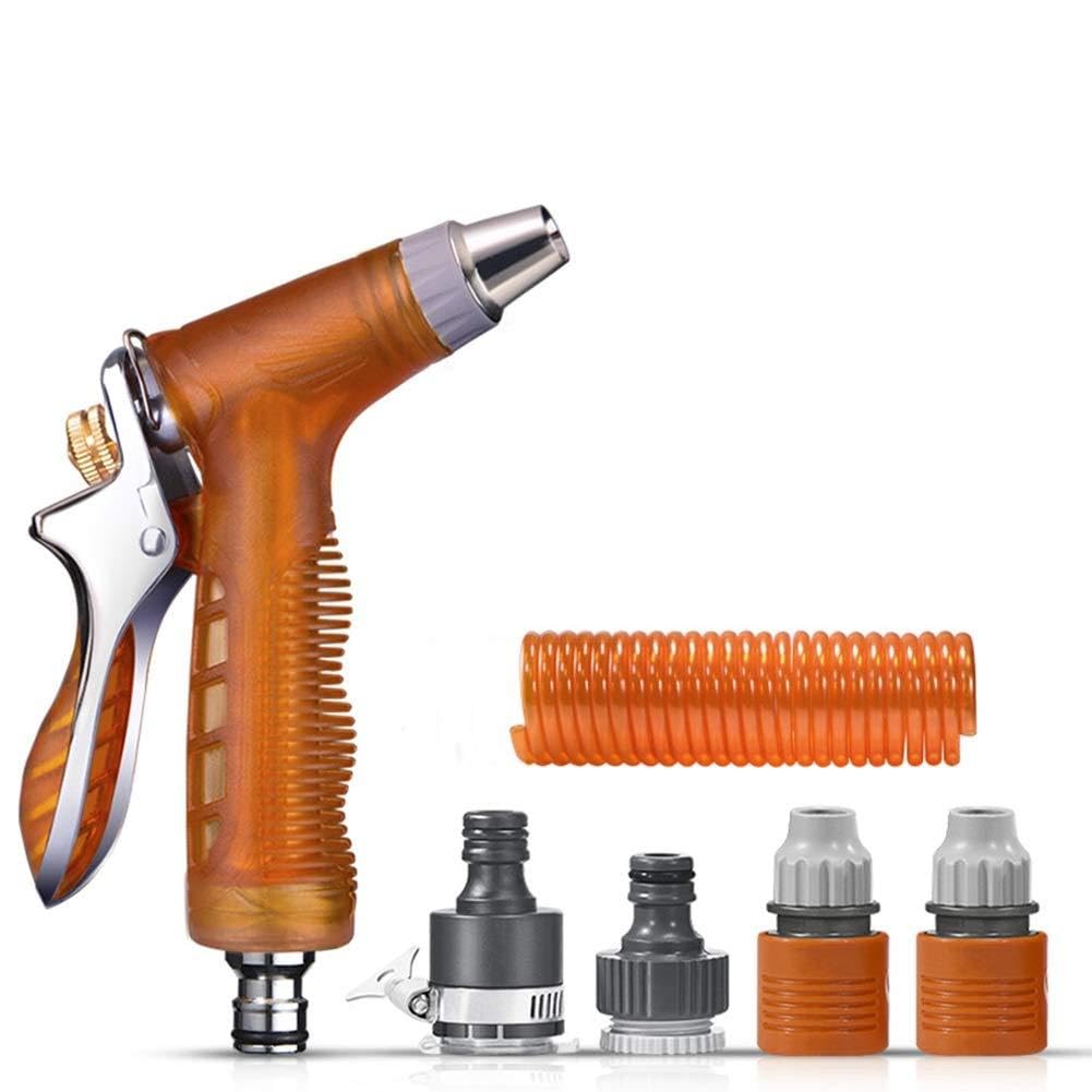 Pistola a spruzzo da giardino ad alta pressione per irrigazione a spruzzo espandibile Tubo dell'acqua da giardino (set pistola ad acqua + tubo a molla da 15 m)