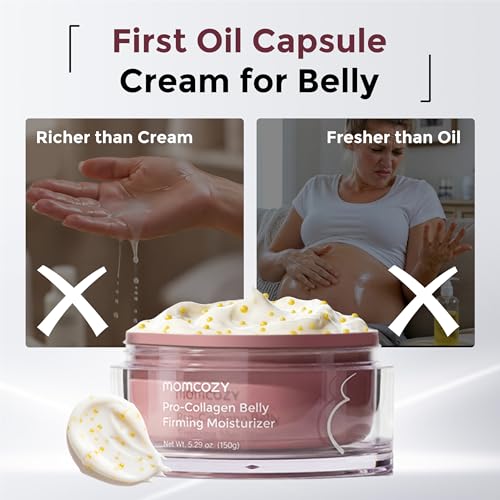 Image of Momcozy Belly Cream Home & Away Duo, EWG Verified, Clinically Tested 4x Peptides to Reduce Stretch Marks, 150g + 30g Belly Moisturizer Set, Skin Resilience Care, 6.35 oz Total