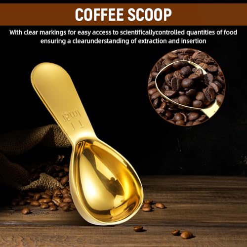 Image of Supvox Spoon Set for Kitchen 2Pcs 15ml /30ml Coffee Bean Spoon Stainless Steel Golden Measuring Spoons Set Kitchen Utility Measuring Spoons with Etched Marks