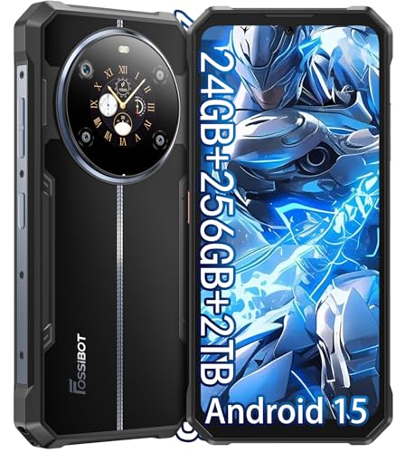 FOSSIBOT F109S Rugged Phone Unlocked 24GB+256GB/2TB 10600mAh Battery Waterproof Phones Android 15 Rugged CellPhones 6.745 HD+ 1.32-inch IPS Smartphone 50MP+16MP+5MP Rugged Phone(2026 deep Blue)
