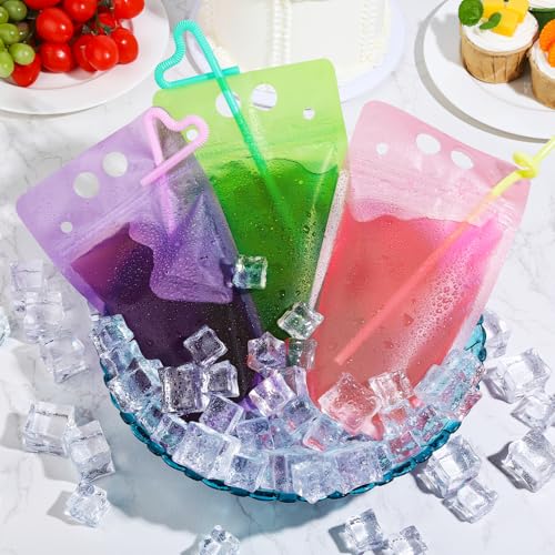 Pitillos desechables coloridos con bolsas de bebida 100 pcs miniatura 4