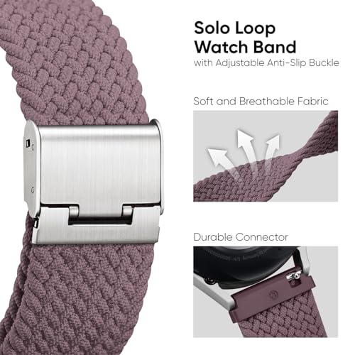 Knossen Sport Loop Bands Compatible for Galaxy Watch 6 Band, Galaxy Watch 5 Band, Galaxy Watch 4 Band, NON-SLIP 20MM Watch Bands for Galaxy Watch 6 4 Classic, Watch5 Pro, Watch3 41mm, 2 PACKS