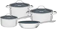 Jogo de Panelas Tramontina Una Ceramic em Aço Inox Fundo Triplo com Revestimento Interno Cerâmico Grafite 4 Peças