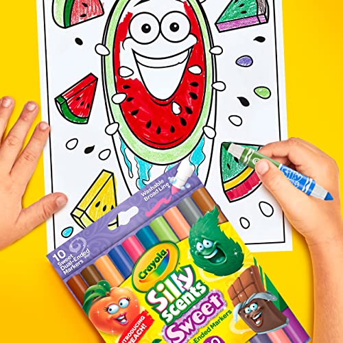 Crayola Silly Scents Dual Ended Markers, Sweet Scented Markers, 10 Count, Gift for Kids, Age 3, 4, 5, 6, Multi