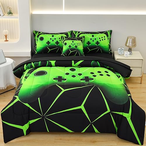 GIGBEI Gaming comforter sets, boys, lightnings, full bedding set, cool, adjustable, lightweight, durable, portable, user-friendly, compact, pcs