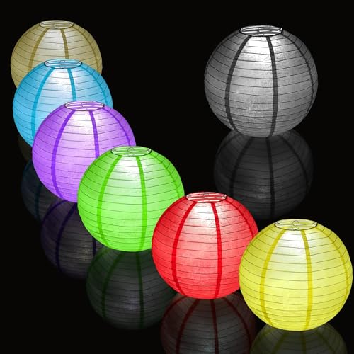 Image of Paper Lanterns Party Decorations 6 PCS Black Round Hanging Lanterns Chinese Japanese Paper Lantern Lamp for Wedding Graduation Birthday Baby Shower Anniversary Retirement Party