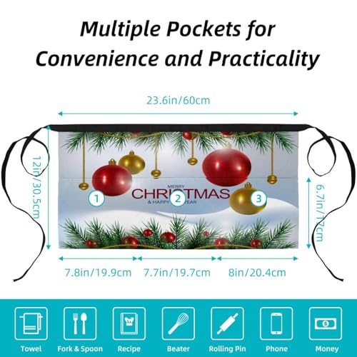 Lot de 3 tabliers courts de chef avec 3 poches pour cuisine