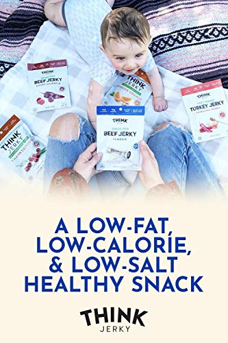 Classic Beef Jerky by Think Jerky — Delicious Chef Crafted Jerky — Grass-Fed Beef Free of Gluten, Antibiotics and Nitrates — Healthy Protein Snack Low in Calories, Fat and Salt — 1.5 Ounce (8 Pack)