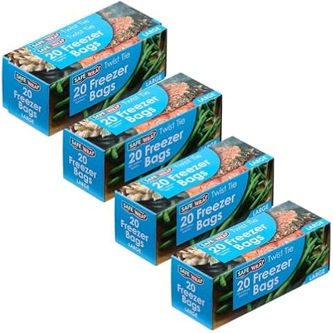 Safe Wrap 20 Large Freezer Bags - 80 Total Cover