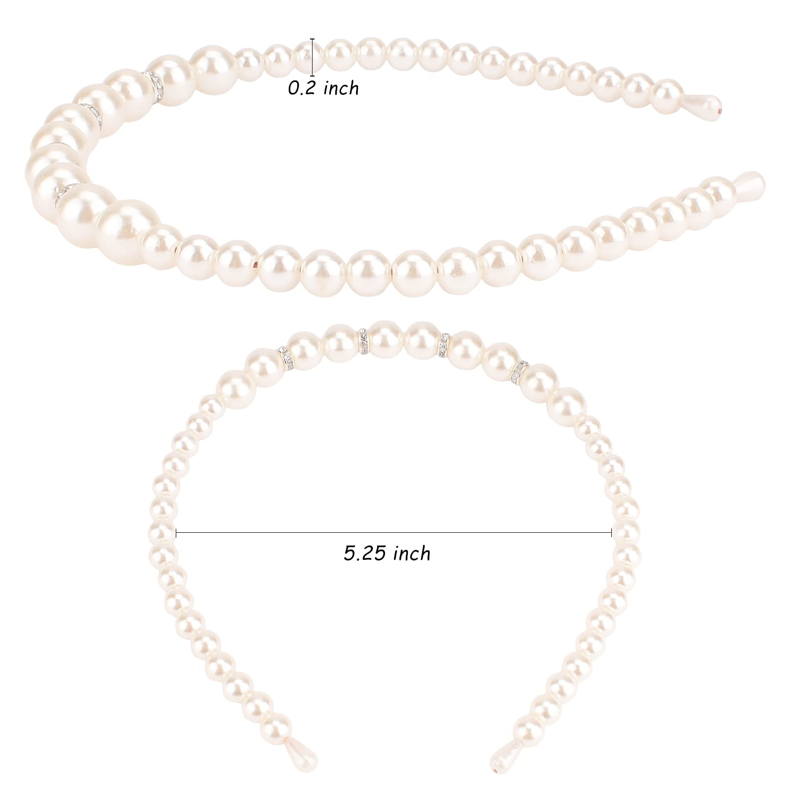 Accesorios para el cabello con cuentas brillantes de diamantes de imitación de perlas blancas: 6 diademas, aros para el cabello para mujeres, niñas - diademas para mujer de moda 6