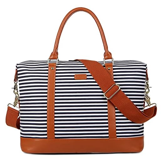 BAOSHA HB-28 Ladies Women Canvas Travel Weekender Bag Overnight Carry-on Duffel Tote Bag (Blue) 16 x 12 x 8 inch