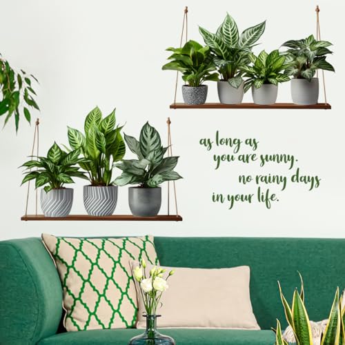 Vinilo decorativo hoja planta verde para pared 30x90 cm miniatura 5