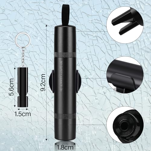 Zikenis 2 Stück Auto Sicherheitshammer,Multifunktional Gurtschneider Notfallhammer,2 In 1 Gurtschneider Notfallhammer,Glasbrecher Auto Essentials,Notfallhammer fürs Auto,Bus(Schwarz + Rot)