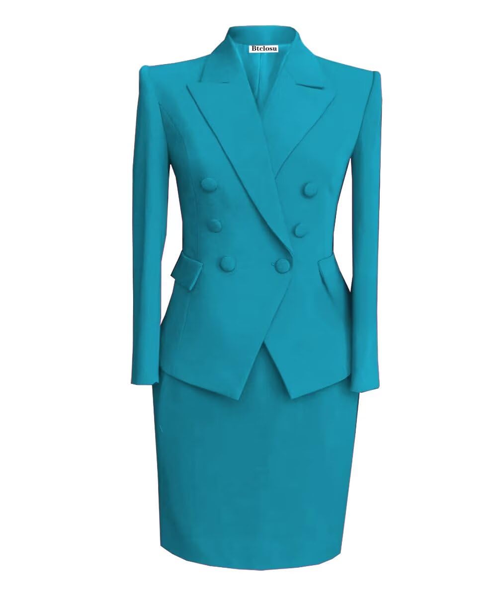Womens Skirt Suit 2 Piece Slim Fit Business Suit Set Long Sleeve Lady Blazer Set Jacket Skirt
