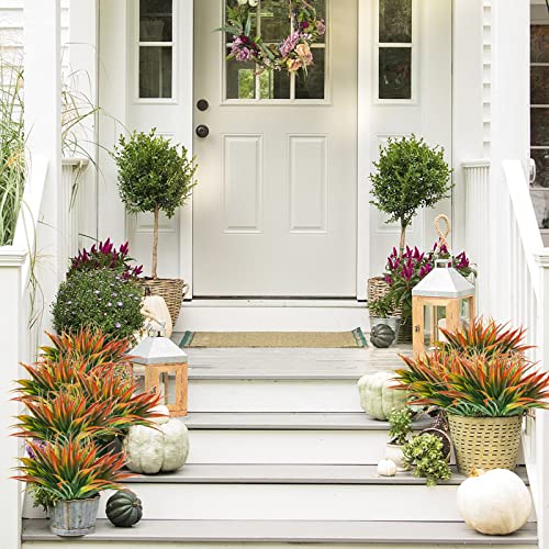 Phliofd 6Pcs Artificial Grass Fake Plants 17.3In Outdoor Plastic Plants Uv Resistant Greenery Fake Grass For Home Window Garden Office Patio Hanging Planter Pathway Front Porch Décor Red #TOP2