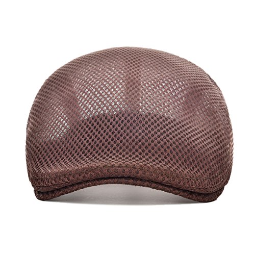 Image of VOBOOM Men Breathable Mesh Summer Hat Adjustable Newsboy Beret Ivy Cabbie Flat Cap