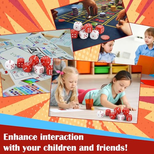 10 Stück Sweetheart Würfel， 25mm Rote und Weiße Spielwürfel aus Acryl，2 Farben Größe Würfel Set with Velvet Bag,D6 Polyedrische Würfel für Tischspiele Math Tutoring，Liebhaber Spiele，Partei