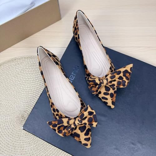 ChaiRong Zhou Women Elegant Bow Suede Shoes Slip on Low Heel Ballet Flats Lightweight Casual Dress Office House Shoes2