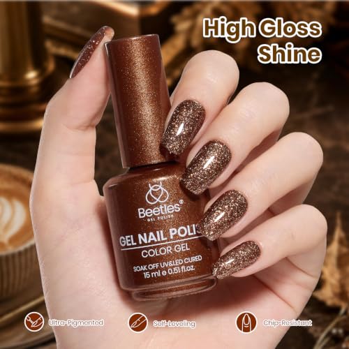 Image of Beetles Brown Glitter Gel Nail Polish, 15ml Espresso Gild Fall Gel Polish