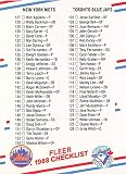 1988 Fleer Baseball #655 Checklist 2: Blue Jays/Mets Brewers/Expos Toronto Blue Jays/New York Mets/Milwaukee Brewers/Montreal Expos UER Official MLB Trading Card From Fleer