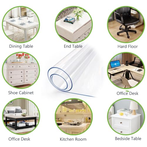 Nappe de table rectangulaire transparente anti-rayure en PVC givré 2mm - 8