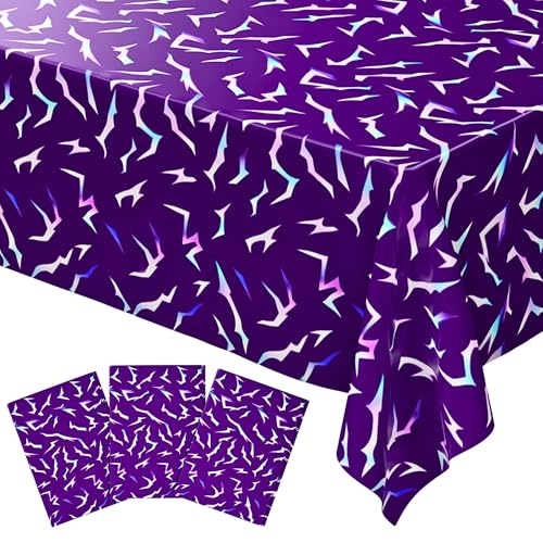 Image of Blue Orchards Kpop Tablecover (Pack of 3) - XL 54 inchx108 inch - Purple Birthday Party Decorations, K-pop Party Tablecloth, Music Themed Decor, Korean Style Plastic Table Cover, Event Decoration