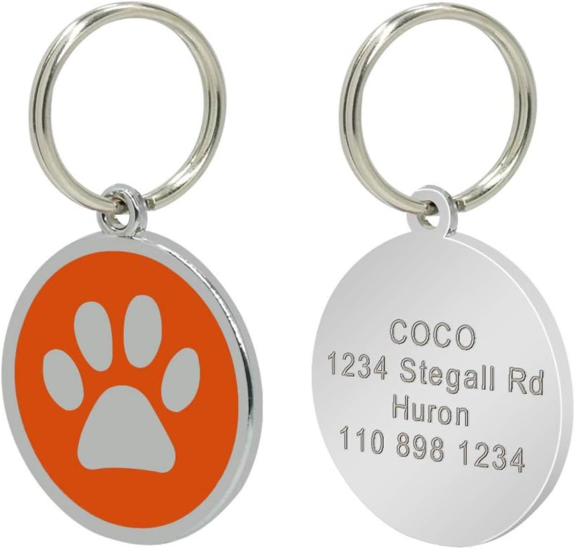 SOCHII Wholesale 80pcs/lot Dog Id Tags for Cat Dog Personalized Pet Puppy Cat Tag Customized Collar Pendant Accessories 8 Colors Orange Free Size