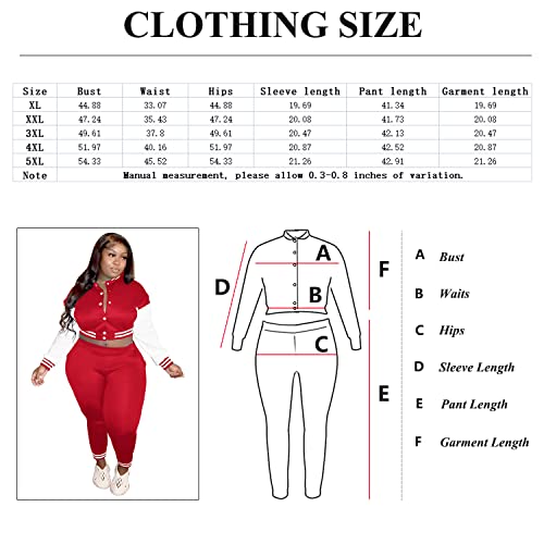 Aidomaggie 2 Piece Sweatsuits For Women, Plus Size Sweatsuits Sets Patchwork Button Pants Tracksuit Casual Jacket #TOP1