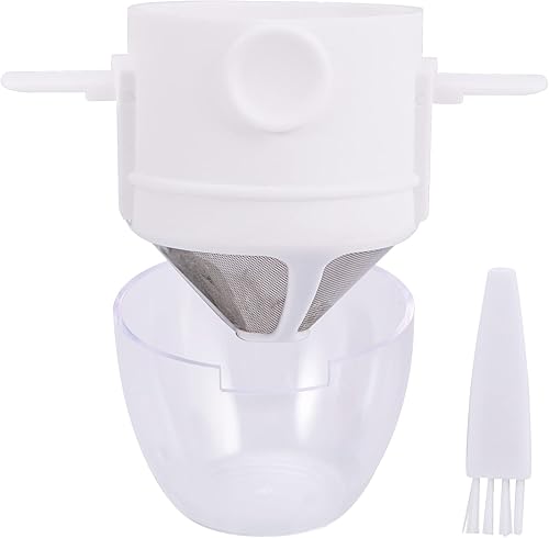 Pour Over Cafetera, filtro portátil de acero inoxidable con mango plegable, taza de gotero de café reutilizable con cepillo para viajes en casa