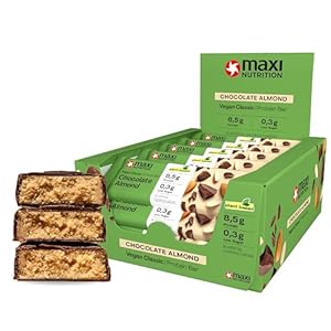 MaxiNutrition Classic Protein Bar Vegan Chocolate Almond, 24% Protein, 123 kcal, (16 Riegel x35g), Low Sugar