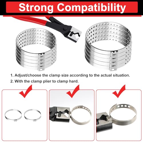 50PCS Edelstahl CV Schlauchschellen Set mit Schlauchklemmzange, Schlauchklemmen Werkzeug 7 Größen Einstellbar Schellen Klemmschelle Rohr-Schlauchschelle Achsmanschetten Schellen