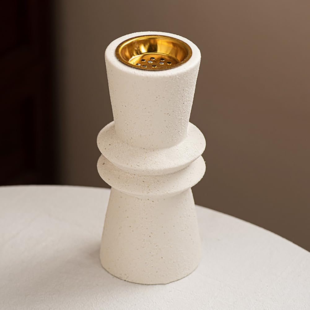 Ceramics Incense Burner with Metal Holder Desktop Decoration Eid Middle East Arabian Festival Aromatherapy Furnace Home Decor (L)