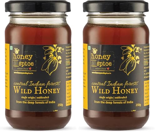 Image of Honey and Spice Pure Raw Wild Honey (250g) | NMR tested | Single Origin honey From Central India Forests With No Added Preservatives | From Madhya Pradesh and Maharashtra | 100% Raw and Pure | Unblended and Unpasteurized | Natural and Original | Unprocessed | No Added Sugar