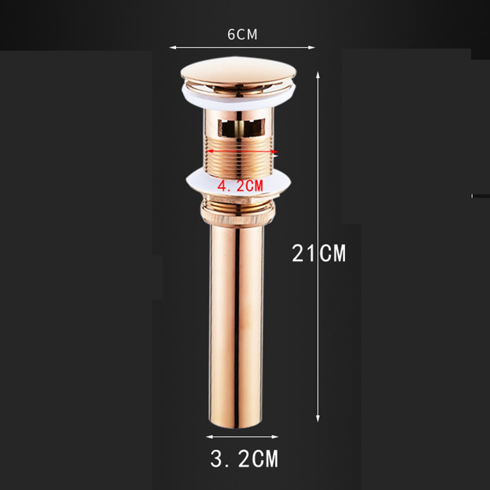 Kit di scarico pop up per lavandino del bagno, oro rosa, scarico per lavandino del bagno, scarico pop up per lavello del bagno, con foro di troppopieno, scarico rimbalzante in rame completo