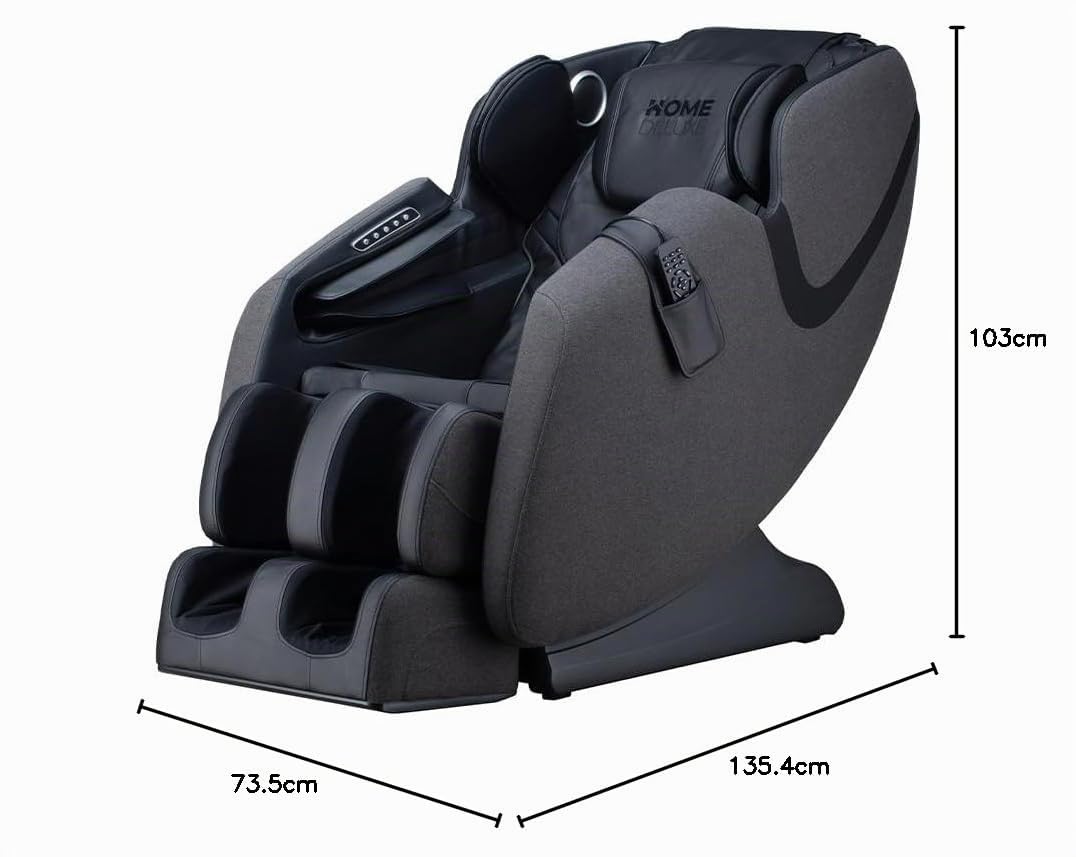 Home Deluxe Massagesessel Marino mit Premium Webstoffpolsterung Anthrazit - 135,4 x 73,5 x 103 cm | 6 Massageprogramme, mit Textilpolsterung, Zero-Gravity