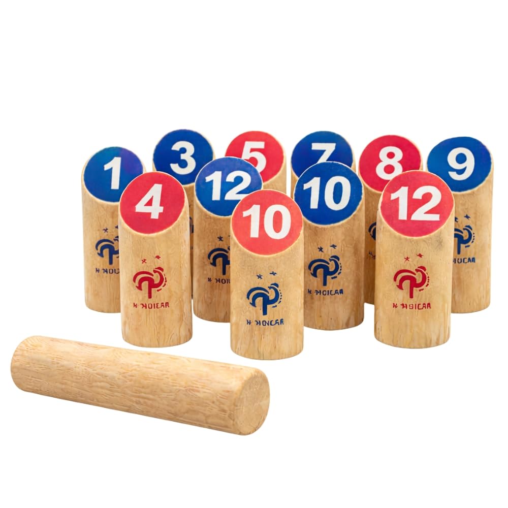 FFF Jeu de Quilles Finlandaises en Bois, Équipe de France, Jeu d'Adresse en Plein Air pour Jardin, Adultes et Enfants