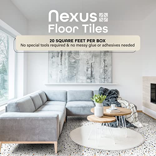 Nexus Self Adhesive 12-Inch Vinyl Floor Tiles, 20 Tiles-12"X12", Mosaic Slate Pattern-Peel & Stick & Floorpops Fp2948 Altair Peel & Stick Floor Tiles, Black #TOP2