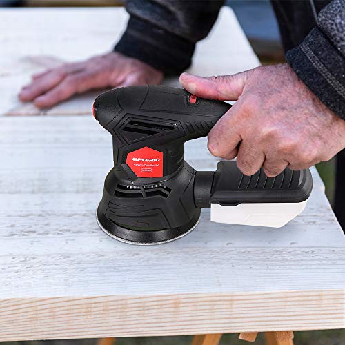 Meterk 5 Inch Random Orbit Sander 2.5A Orbital Sander with 12Pcs Sandpapers, 12000RPM, 6 Variable Speed, Efficient Dust Collector, Ideal for Finishing, Sanding, Polishing Wood