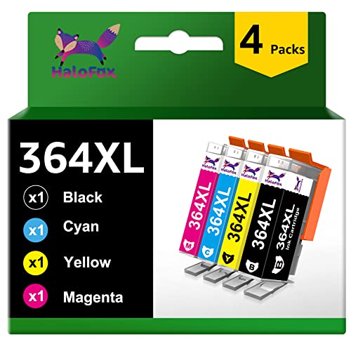 HaloFox 364XL Cartouches d'encre Compatible pour Cartouche HP 364 XL pour HP Deskjet 3070A 3520 Photosmart 5520 5525 5510 6520 6525 6510 7510 7520 5515 5524 B110a B109a Officejet 4620 4622 (4 Pack)