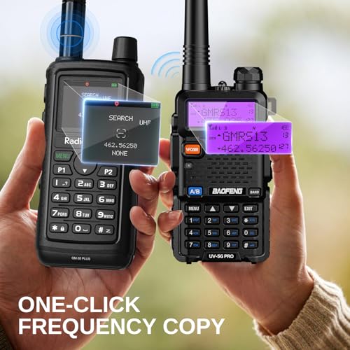 Image of Radioddity GM-30 Plus GMRS Handheld Radio, GMRS Repeater Capable Long Range NOAA /UHF /VHF /Airband Scanner & Receiver, 1000 Channels, GPS Tracking, Programming Cable+15.5 inch ANT, 2 Pack (Chirp Compatible)