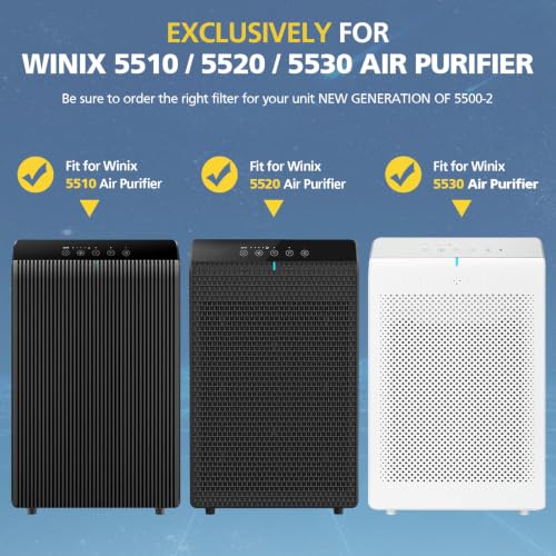 Image of 2 Pack 5510 5520 5530 H13 True HEPA Filter Q ONLY Compatible with Winix 5510 5520 5530 Air Purifier Replacement Filter 1712-0123-00 For Home Large Room Up to 1882 Ft /Hr