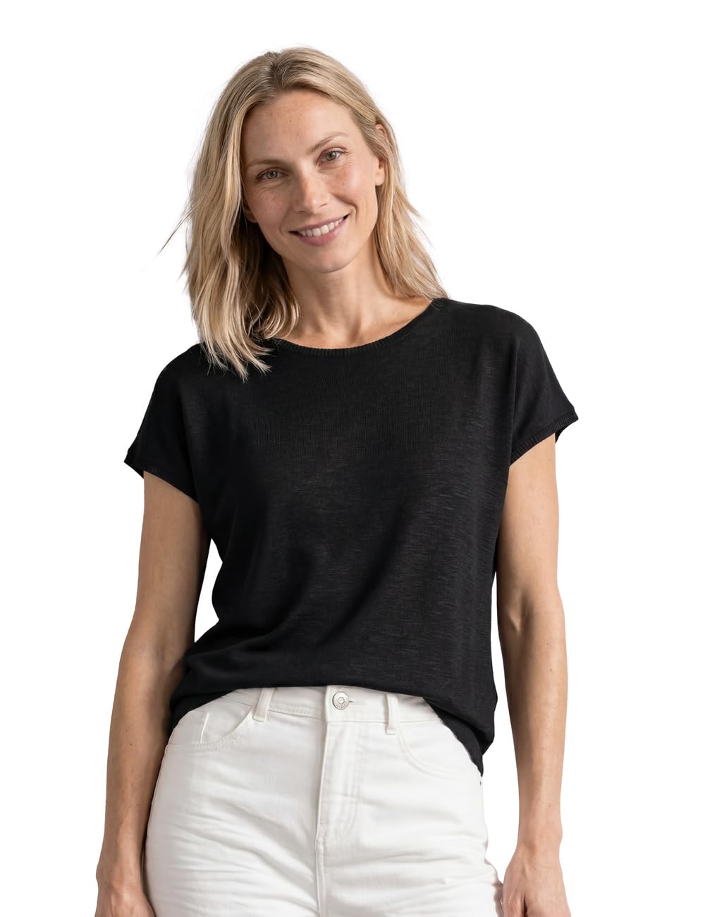 Street One Dropped Shoulder Shirt with Crew Neck Black 36