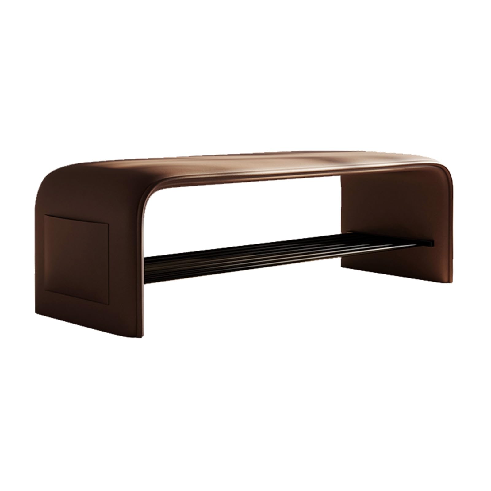 KLGFBDC Industrial Shoe Bench with Cushioned Seat Metal Storage Organizer for Entryway Bedroom Living Room Hallway Closet - Stylish Shoe Rack & Bench Combo (Dark Brown)