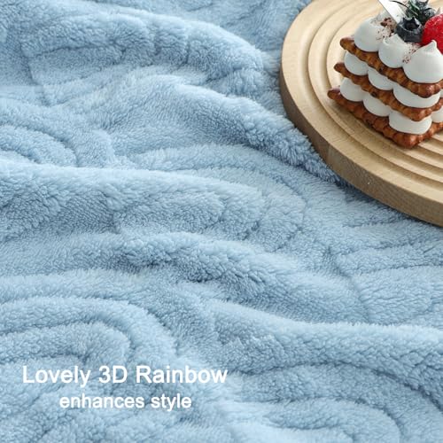 Image of HOMRITAR 3D Rainbow Fleece Fluffy Fuzzy Baby Blanket for Boys Girls