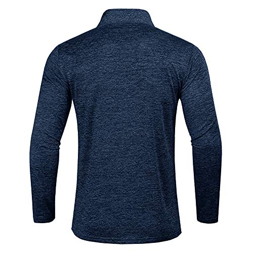 KEFITEVD Hardloopshirt voor heren, halve rits, ademend, sportshirt, fleece, opstaande kraag, sweatshirt, lange mouwen, stretch, gym, hardloopshirt - Image 3