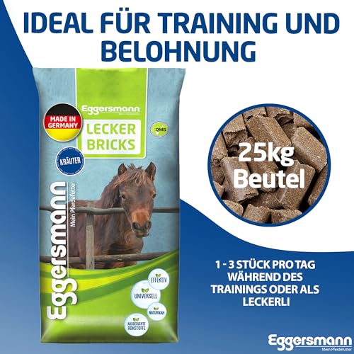 Eggersmann Mein Pferdefutter 25kg Pferde-Leckerlis | Lecker Bricks für Pferde & Ponys | Natürlicher Kräuter-Geschmack | Perfekt als Belohnung & für zwischendurch | Pferde-Zubehör