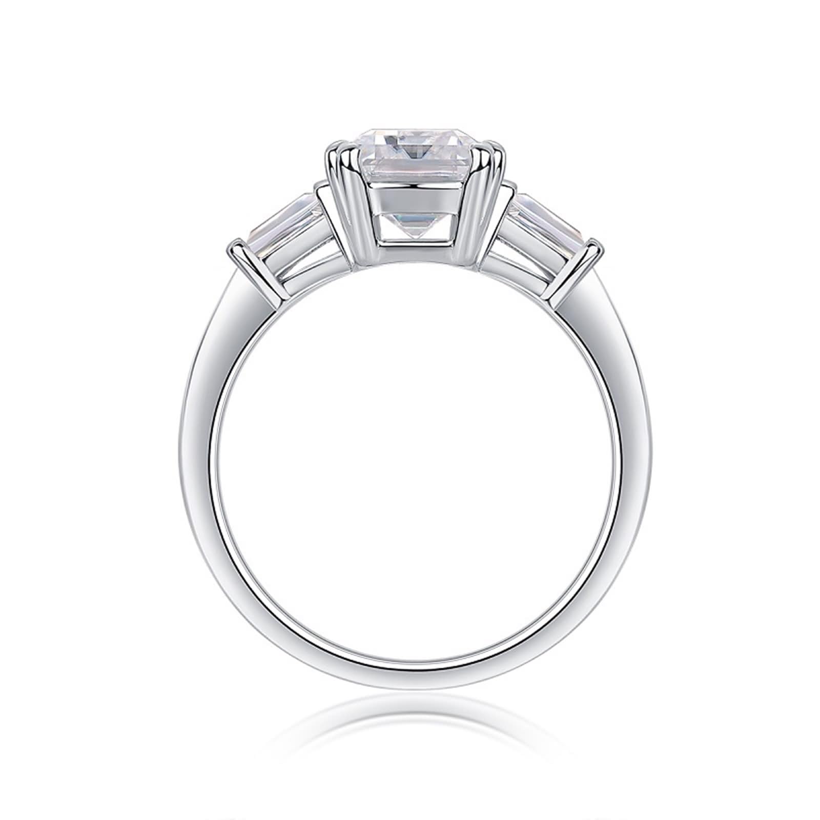 Anillo de boda simple, anillo de amigos con moissanita rectangular de 7 x 9 mm, plata de 2,5 quilates, oro blanco y platino