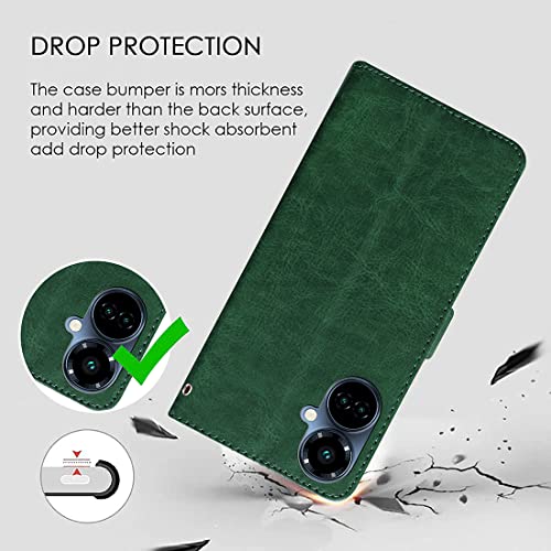 Image of Amazon Brand - Solimo Flip Leather Mobile Cover (Soft, Flexible & Kickstand Back case) Compatible for Tecno Camon 19 Pro 5G (Green)
