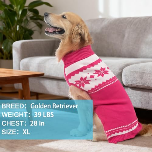 Image of Mihachi Dog Sweater - Winter Coat Apparel Clothes with Colorful Stripes for Cold Weather, Pink SM